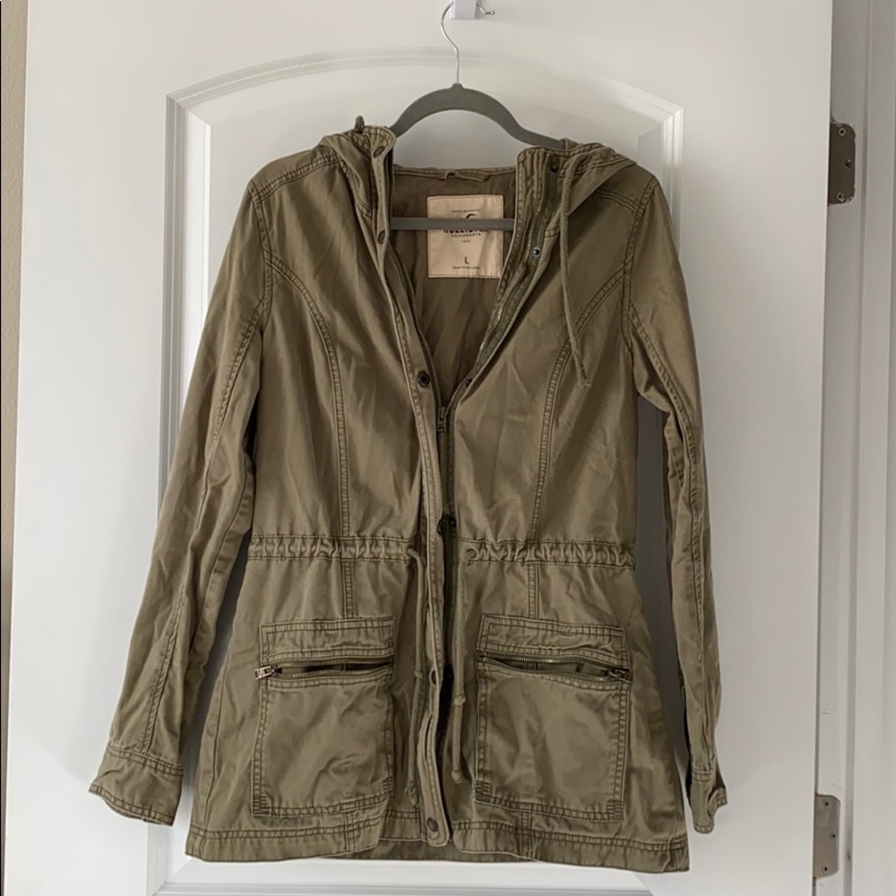 Hollister hunter green light weight utility jacket